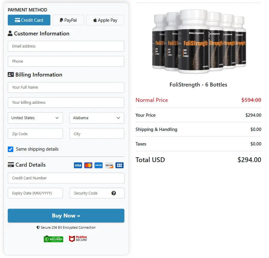 Folistrength™ Checkout Page